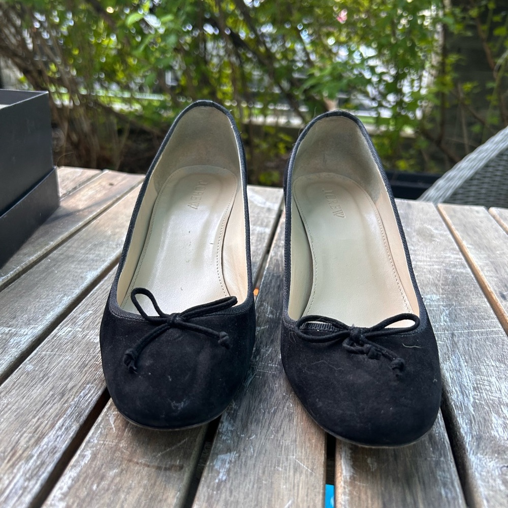 J Crew ballet suede shoes block heel